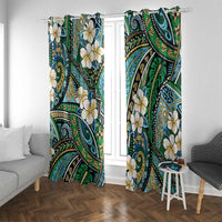 Polynesian Hibiscus Tropical Green Floral Window Curtain Tribal Pattern - Polynesian Pride