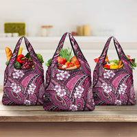 Polynesian Hibiscus Tropical Pink Floral Grocery Bag Tribal Pattern - Polynesian Pride