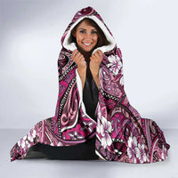 Polynesian Hibiscus Tropical Pink Floral Hooded Blanket Tribal Pattern - Polynesian Pride