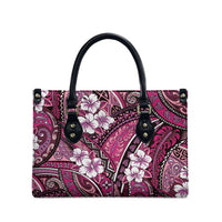 Polynesian Hibiscus Tropical Pink Floral Leather Bag Tribal Pattern - Polynesian Pride