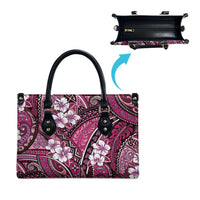 Polynesian Hibiscus Tropical Pink Floral Leather Bag Tribal Pattern - Polynesian Pride