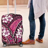 Polynesian Hibiscus Tropical Pink Floral Luggage Cover Tribal Pattern - Polynesian Pride