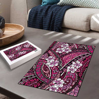 Polynesian Hibiscus Tropical Pink Floral Puzzle Tribal Pattern - Polynesian Pride