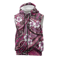 Polynesian Hibiscus Tropical Pink Floral Sleeveless Zip Hoodie Tribal Pattern LT01 Pink - Polynesian Pride
