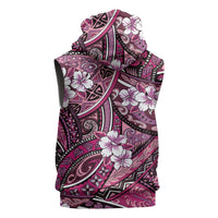 Polynesian Hibiscus Tropical Pink Floral Sleeveless Zip Hoodie Tribal Pattern LT01 - Polynesian Pride