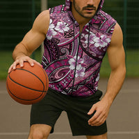 Polynesian Hibiscus Tropical Pink Floral Sleeveless Zip Hoodie Tribal Pattern LT01 - Polynesian Pride
