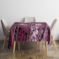 Polynesian Hibiscus Tropical Pink Floral Tablecloth Tribal Pattern - Polynesian Pride