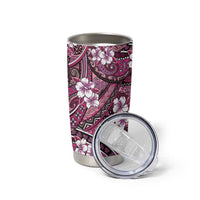 Polynesian Hibiscus Tropical Pink Floral Tumbler Cup Tribal Pattern - Polynesian Pride