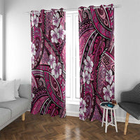 Polynesian Hibiscus Tropical Pink Floral Window Curtain Tribal Pattern - Polynesian Pride