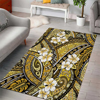 Polynesian Hibiscus Tropical Yellow Floral Area Rug Tribal Pattern - Polynesian Pride