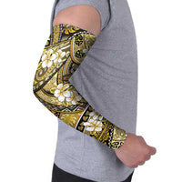 Polynesian Hibiscus Tropical Yellow Floral Arm Sleeves Tribal Pattern - Polynesian Pride