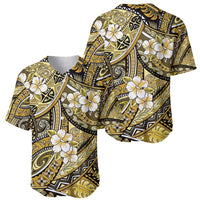 Polynesian Hibiscus Tropical Yellow Floral Baseball Jersey Tribal Pattern - Polynesian Pride