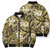 Polynesian Hibiscus Tropical Yellow Floral Bomber Puffer Jacket Tribal Pattern - Polynesian Pride