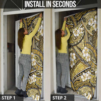 Polynesian Hibiscus Tropical Yellow Floral Door Cover Tribal Pattern - Polynesian Pride