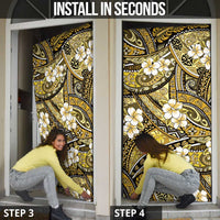 Polynesian Hibiscus Tropical Yellow Floral Door Cover Tribal Pattern - Polynesian Pride