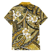 Polynesian Hibiscus Tropical Yellow Floral Family Matching Tank Maxi Dress and Hawaiian Shirt Tribal Pattern - Polynesian Pride