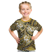 Polynesian Hibiscus Tropical Yellow Floral Kid T Shirt Tribal Pattern - Polynesian Pride