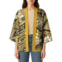 Polynesian Hibiscus Tropical Yellow Floral Kimono Tribal Pattern - Polynesian Pride
