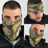 Polynesian Hibiscus Tropical Yellow Floral Neck Gaiter Tribal Pattern - Polynesian Pride