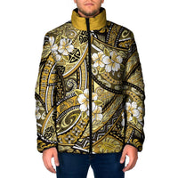 Polynesian Hibiscus Tropical Yellow Floral Padded Jacket Tribal Pattern - Polynesian Pride