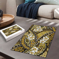 Polynesian Hibiscus Tropical Yellow Floral Puzzle Tribal Pattern - Polynesian Pride
