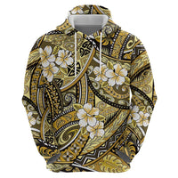 Polynesian Hibiscus Tropical Yellow Floral Zip Hoodie Tribal Pattern LT01 - Polynesian Pride