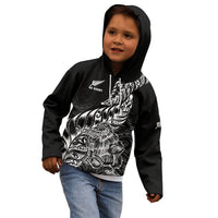 New Zealand Silver Fern Rugby Kid Hoodie Aotearoa Kiwi Maori Black Version LT01 - Polynesian Pride