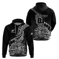 Custom New Zealand Silver Fern Rugby Hoodie Aotearoa Kiwi Maori Black Version LT01 - Polynesian Pride