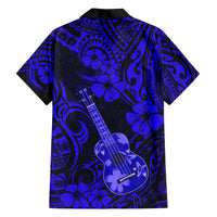 Hawaii Ukulele Family Matching Summer Maxi Dress and Hawaiian Shirt Polynesian Pattern Navy Blue Version LT01 - Polynesian Pride