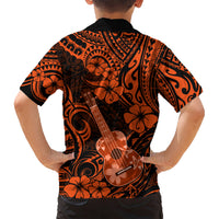 Hawaii Ukulele Kid Hawaiian Shirt Polynesian Pattern Orange Version LT01 - Polynesian Pride