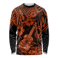 Hawaii Ukulele Long Sleeve Shirt Polynesian Pattern Orange Version LT01 Unisex Orange - Polynesian Pride