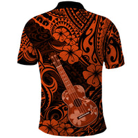 Hawaii Ukulele Polo Shirt Polynesian Pattern Orange Version LT01 - Polynesian Pride