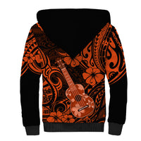 Hawaii Ukulele Sherpa Hoodie Polynesian Pattern Orange Version LT01 - Polynesian Pride