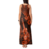 Hawaii Ukulele Tank Maxi Dress Polynesian Pattern Orange Version LT01 - Polynesian Pride