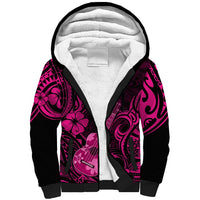 Hawaii Ukulele Sherpa Hoodie Polynesian Pattern Pink Version LT01 Unisex Pink - Polynesian Pride