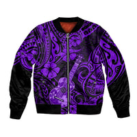 Hawaii Ukulele Bomber Jacket Polynesian Pattern Purple Version LT01 Unisex Purple - Polynesian Pride