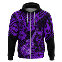 Hawaii Ukulele Hoodie Polynesian Pattern Purple Version LT01 Zip Hoodie Purple - Polynesian Pride