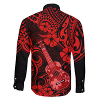 Hawaii Ukulele Family Matching Tank Maxi Dress and Hawaiian Shirt Polynesian Pattern Red Version LT01 - Polynesian Pride