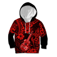 Hawaii Ukulele Kid Hoodie Polynesian Pattern Red Version LT01 Red - Polynesian Pride
