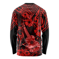 Hawaii Ukulele Long Sleeve Shirt Polynesian Pattern Red Version LT01 - Polynesian Pride