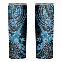 Hawaii Ukulele Skinny Tumbler Polynesian Pattern Sky Blue Version