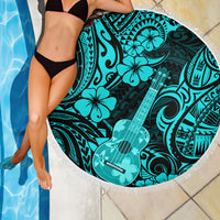 Hawaii Ukulele Beach Blanket Polynesian Pattern Turquoise Version LT01 - Wonder Print Shop