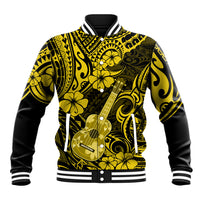 Hawaii Ukulele Baseball Jacket Polynesian Pattern Yellow Version LT01 Unisex Yellow - Polynesian Pride