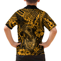 Hawaii Fish Hook Kid Hawaiian Shirt Polynesian Pattern Gold Version LT01 - Polynesian Pride