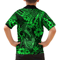 Hawaii Fish Hook Kid Hawaiian Shirt Polynesian Pattern Green Version LT01 - Polynesian Pride