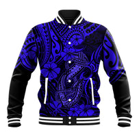Hawaii Fish Hook Baseball Jacket Polynesian Pattern Navy Blue Version LT01 Unisex Blue - Polynesian Pride