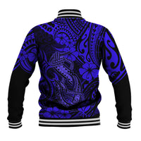 Hawaii Fish Hook Baseball Jacket Polynesian Pattern Navy Blue Version LT01 - Polynesian Pride
