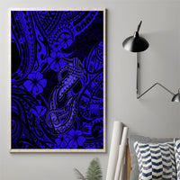 Hawaii Fish Hook Canvas Wall Art Polynesian Pattern Navy Blue Version LT01 - Polynesian Pride