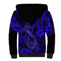 Hawaii Fish Hook Sherpa Hoodie Polynesian Pattern Navy Blue Version LT01 - Polynesian Pride