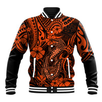 Hawaii Fish Hook Baseball Jacket Polynesian Pattern Orange Version LT01 Unisex Orange - Polynesian Pride